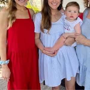 Light blue and white striped dress